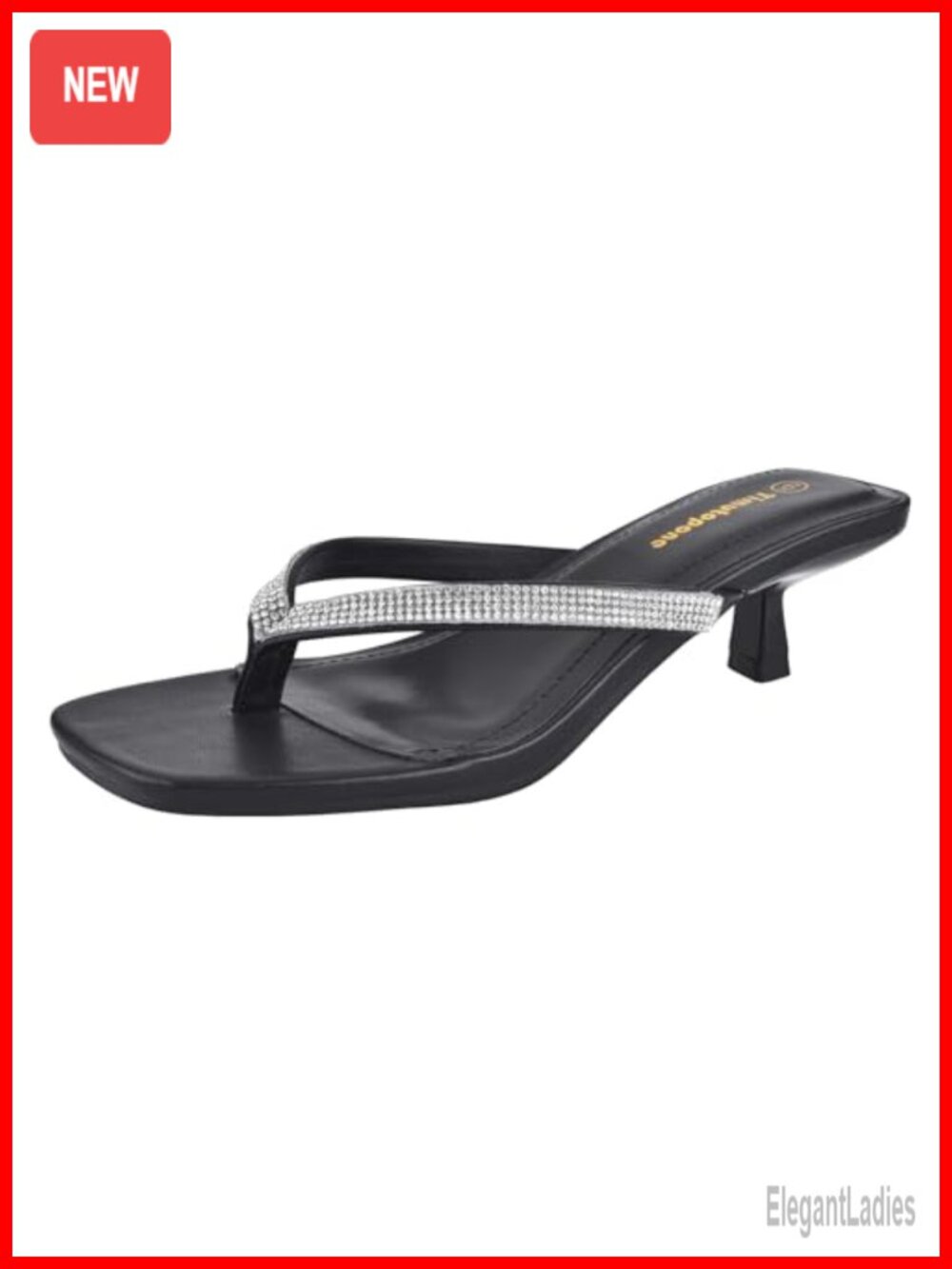 Women's Kitten Heel Flip Flop Sandals Rhinestone Thong Low Heels Dressy